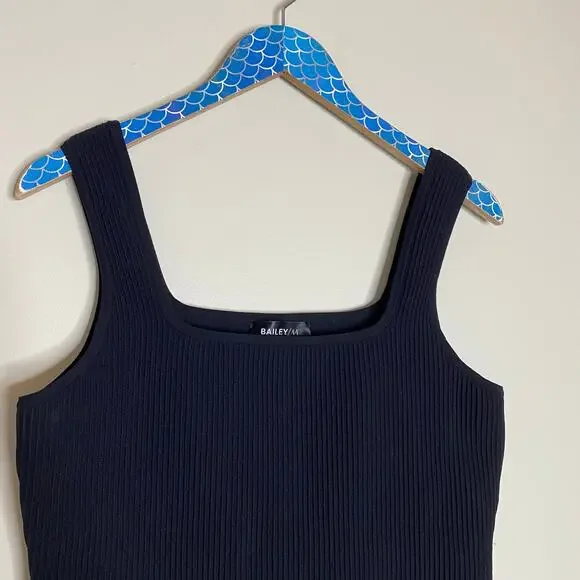 BAILEY/44 Black Ribbed Knit Square Neck Tank Top Size Large - Picture 2 of 7